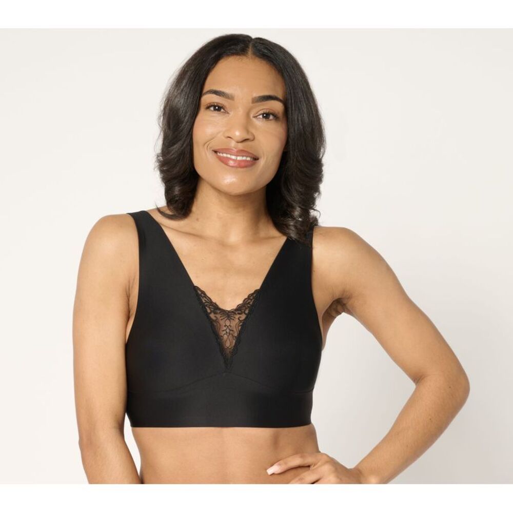 Gloria Vanderbilt Women's Bra Sz S Breezies Invisible Bonded Black A708756